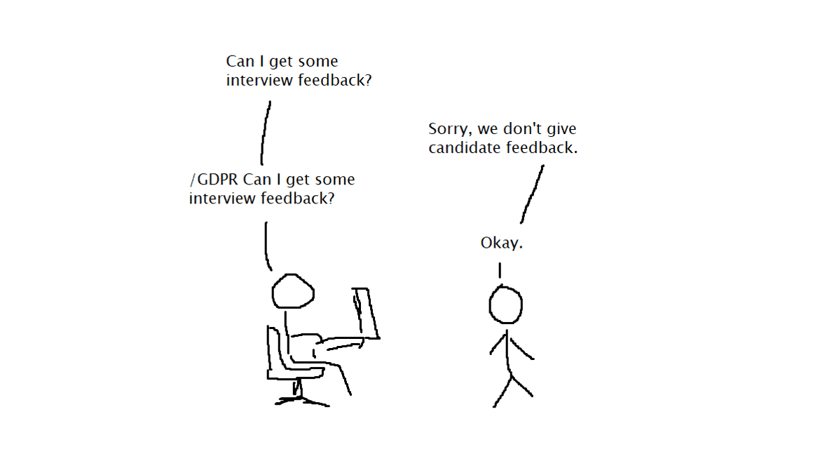 Line drawn comic demonstrating using an SAR to get more interview feedback